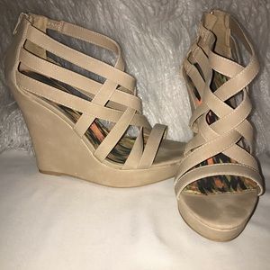 Nude Strappy Wedge